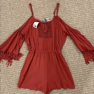 Dark Coral Forever 21 Romper